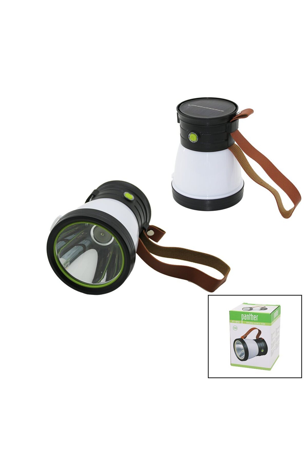 panther_pt8151_1 Panther PT-8151 2in1 El Feneri - 5W ve 360° SMD, Solar ve USB Şarjlı, Powerbank, 500 Lümen - Görsel 1
