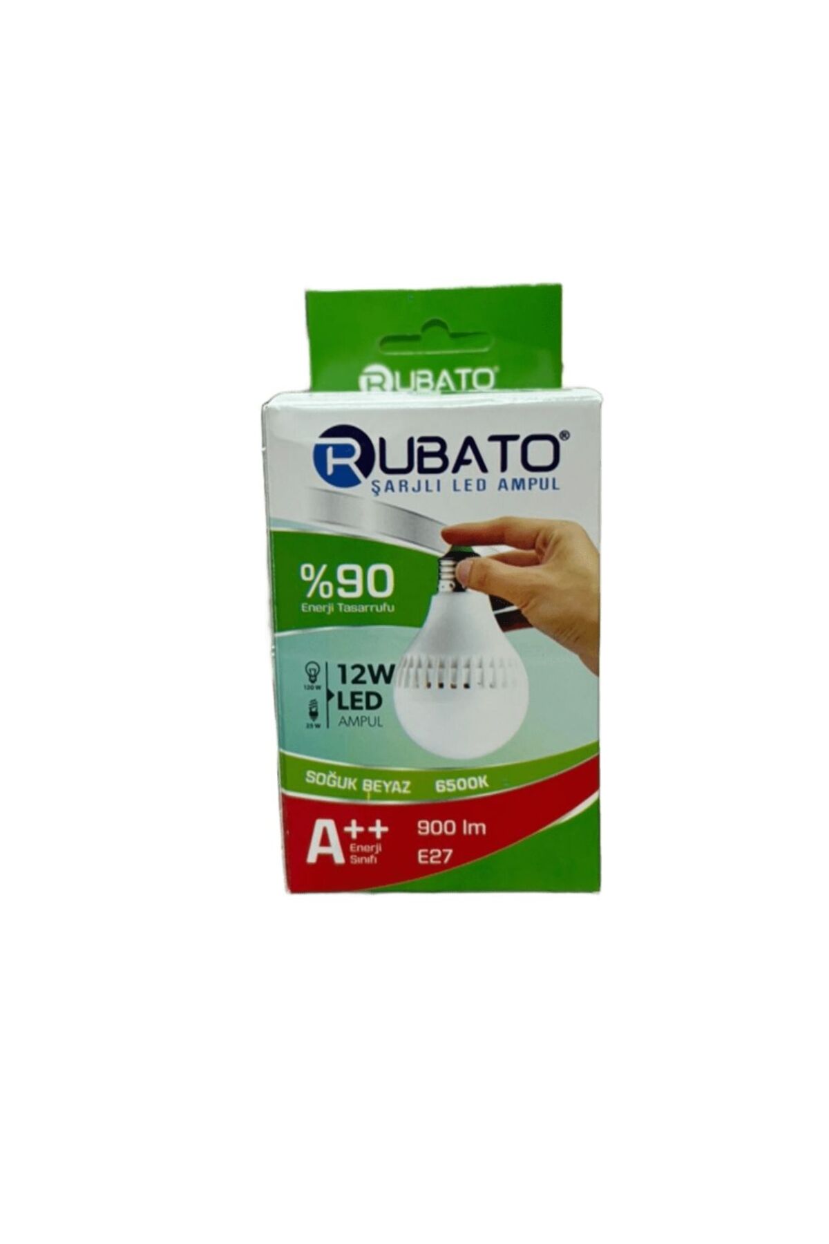 rubato_ampul_1 RUBATO 12 Watt Beyaz Şarjlı LED Ampul 2 Adet - Görsel 1