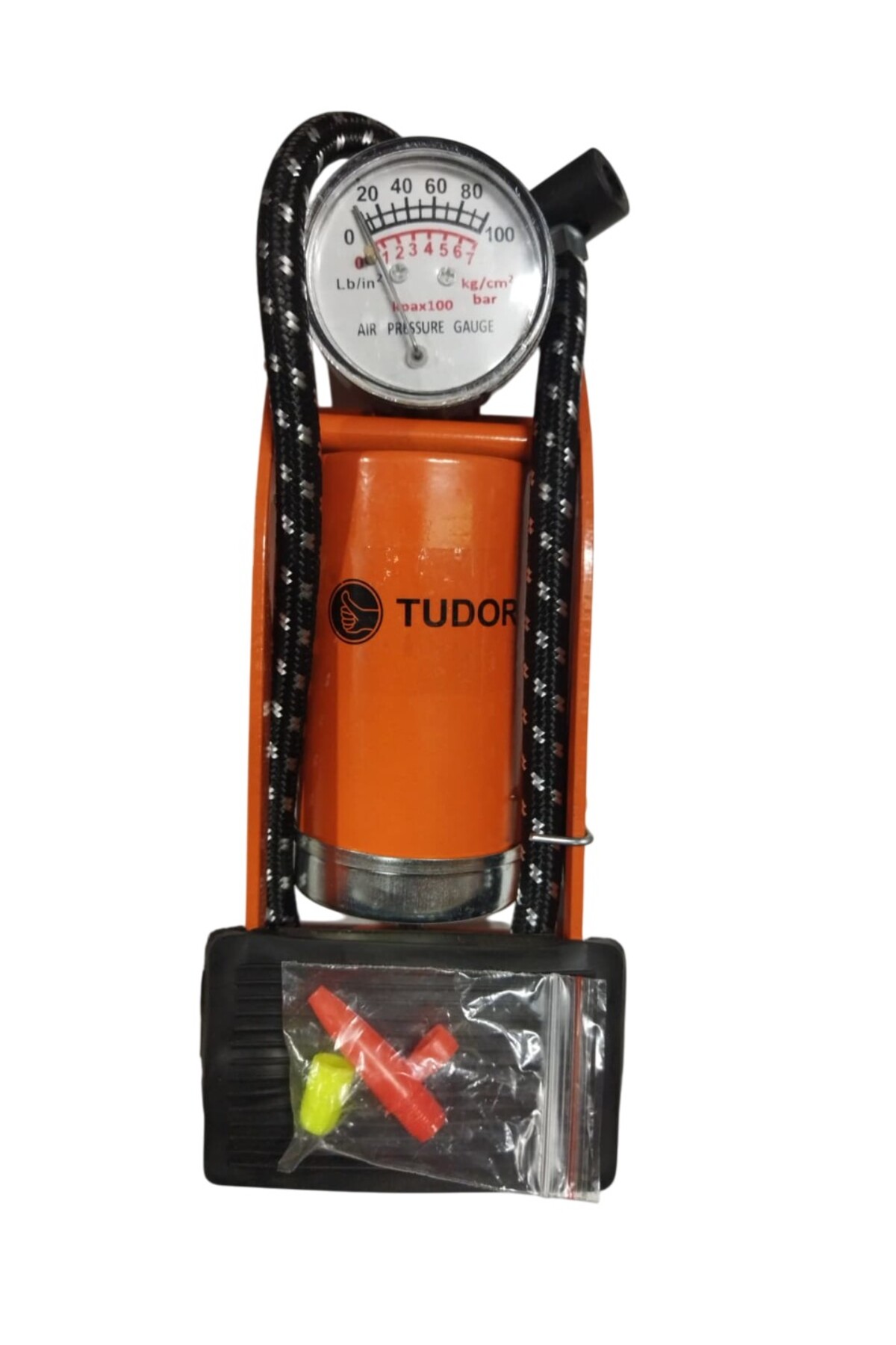 tudor_pompa_1 Tudor Bisiklet Motosiklet Göstergeli Ayak Pompası – 55x110 İnce Piston - Görsel 1